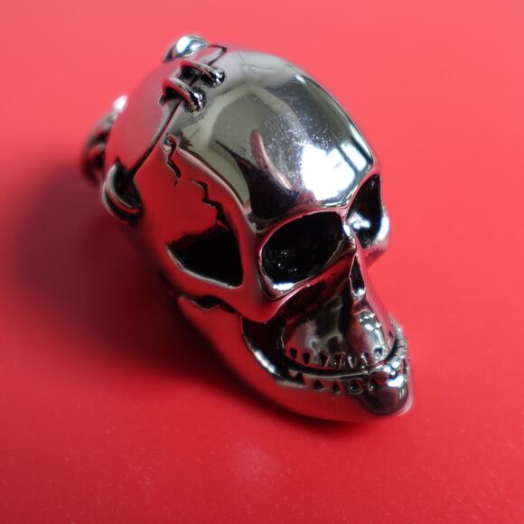 Stainless Steel Stapled Skull Pendant SP-630 - Picture 1 of 6